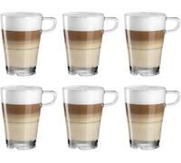 LEONARDO HOME Senso Latte Macchiato 024014 - Set di 6 bicchieri da caffè con manico, lavabili in lavastoviglie, 350 ml