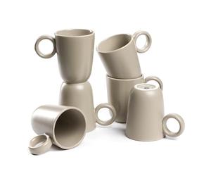 LEONARDO HOME Set di 6 tazze da caffè ROMA • Capacità: 400 ml • moderna tazza con manico • realizzata a mano in ceramica di alta qualità • impilabile • lavabile in lavastoviglie e adatta al microonde