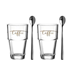 LEONARDO HOME SOLO 043477 - Set di 2 bicchieri da 410 ml + 2 cucchiai, in vetro