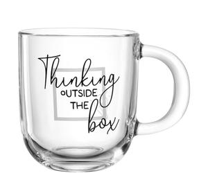 LEONARDO HOME Tazza da caffè - 400 ml - Nero - Trasparente - Vetro - con scritta Thinking Outside The Box