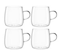 LEONARDO HOME Tè per Te Set di 4 tazze da tè grandi in vetro borosilicato a pareti spesse, realizzate a mano, capacità 570 ml, adatte al microonde, 4 bicchieri da tè, trasparenti, 077386