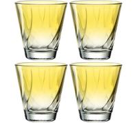 LEONARDO HOME Twist 046966 - Set di 4 bicchieri per succo lavabili in lavastoviglie, di alta qualità e moderni, ergonomici, adatti all'uso quotidiano e curvi, colore giallo, 215 ml