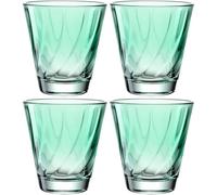 LEONARDO HOME Twist 046968 - Set di 4 bicchieri per succo lavabili in lavastoviglie, di alta qualità e moderni, ergonomici, adatti all'uso quotidiano e curvi, colore: verde, 215 ml