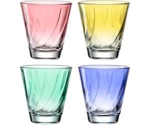 LEONARDO HOME Twist 046974 - Set di 4 bicchieri da bere lavabili in lavastoviglie, di alta qualità e moderni, ergonomici, adatti all'uso quotidiano e curvi, 215 ml