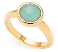 Leonardo Jewels Bea 023062 - Anello da cocktail in acciaio inox, misura 18 (56) con cristallo rotondo turchese e oro, non stinge, impermeabile, da donna, 1 pezzo, 56, Metallo, Nessuna pietra preziosa