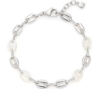 Leonardo Jewels Bracciale Lindi, braccio, argento, catena con ancora, in madreperla e acciaio inox, lunghezza 18-20 cm, gioielli regalo, 023542, Eine Grösse, Acciaio inossidabile, Nessuna pietra