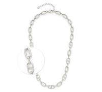 Leonardo Jewels Collana Narea da donna in acciaio inox con zirconi di colore argento con chiusura a moschettone, lunghezza 45 cm, 024276, 45 cm, Acciaio inossidabile, Nessuna pietra preziosa