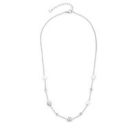 Leonardo Jewels Milou 022487 - Collana in acciaio INOX con zirconi e piastrine argentate, 45-50 cm, catena a ancora, gioielli da donna, 45 cm, Acciaio inossidabile, Nessuna pietra preziosa