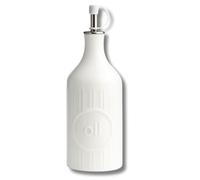 LEONARDO LUXURY HOME DESIGN Oliera Porcellana Bianca 500 ml Bottiglia Olio con Beccuccio Antigoccia Acciaio Inox Elegante Igienica Facile Pulizia Idea Regalo