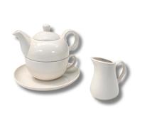 Leonardo Luxury Home Design Set 2 Pezzi Porcellana Bianca Tazza Teiera 400 ml Mini Bricco 100 ml Servizio The Elegante Idea Regalo Natale (Tazza Teiera+Mini Bricco)