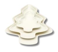 Leonardo Luxury Home Design Set 3 Piatti Natalizi Porcellana Bianca Albero di Natale Vassoio Antipasti Dolci Aperitivi Decorazione Tavola Feste Cena Idea Regalo (3, Albero Bianco)