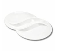 LEONARDO LUXURY HOME DESIGN Set 4 Piatti Porcellana a 2 Scomparti Bis Secondo e Contorno Design Moderno Idea Regalo
