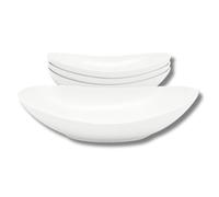 LEONARDO LUXURY HOME DESIGN Set 4 Piatti Porcellana Bianca Forma di Gondola Bianco Ideali Pasta Risotti Insalate Secondi in Salsa Idea Regalo (4, Gondola Bianca)