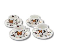 Leonardo Luxury Home Design Set 4 Tazze da The con Piattini 180 ml in Porcellana Decoro Farfalle Multicolore Servizio Elegante Lavastoviglie e Microonde (4 Farfalle)