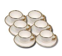 LEONARDO LUXURY HOME DESIGN Set 6 Pezzi Lady Cup Tazze da Caffè 80 ml con Piattino Coordinato Porcellana Liscia e Resistente Elegante Idea Regalo (Bianco)
