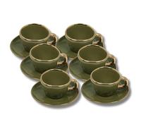 LEONARDO LUXURY HOME DESIGN Set 6 Pezzi Lady Cup Tazze da Caffè 80 ml con Piattino Coordinato Porcellana Liscia e Resistente Elegante Idea Regalo (Verde)