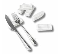 Leonardo Luxury Home Design Set 6 Pezzi Poggia Posate Porcellana Servizio Elegante Finitura Liscia e Raffinata Adatto a Lavastoviglie (Rettangolare 2 Scomparti)