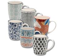 LEONARDO LUXURY HOME DESIGN Set 6 Pezzi Tazze Mug Multicolor 330 ml Porcellana Finitura Liscia e Raffinata Elegante Idea Regalo