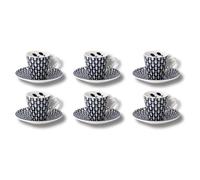 LEONARDO LUXURY HOME DESIGN Set 6 Tazzine Caffè con Piattini Porcellana Decoro Fish Pesci Servizio Espresso Elegante Idea Regalo (6TazzeFish+Piattini)