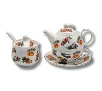 Leonardo Luxury Home Design Set The Teiera Egoist Porcellana con Tazza Piattino e Zuccheriera con Cucchiaino Decoro Frutta Servizio Elegante Idea Regalo (Tazza Teiera Frutt Zuccheriera)