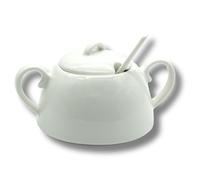 LEONARDO LUXURY HOME DESIGN Zuccheriera Elegante Idea Regalo 230 ml in Porcellana con Cucchiaio Coordinato Servizio The Caffè Elegante Funzionale