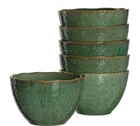 Leonardo Matera 018540 - Set di 6 ciotole lavabili in lavastoviglie, 6 ciotole in gres porcellanato con smalto, 980 ml, Ø 15,3 cm, colore: Verde