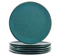 Leonardo Matera 018547 - Set di 6 piatti in ceramica lavabili in lavastoviglie, con glassa, 6 piatti rotondi in gres porcellanato, Ø 27 cm, colore: Blu