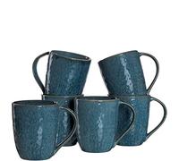 Leonardo Matera 018548 - Set di 6 tazze da caffè in ceramica, lavabili in lavastoviglie, 6 tazze da tè resistenti al microonde, 430 ml, colore: Blu