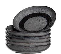 Leonardo Matera 018562 - Set di 6 piatti in ceramica profondi, lavabili in lavastoviglie, con glassa, 6 piatti rotondi in gres porcellanato, Ø 20,7 cm, colore: Grigio