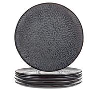 Leonardo Matera 018565 - Set di 6 piatti in ceramica lavabili in lavastoviglie, con glassa, 6 piatti rotondi in gres porcellanato, Ø 27 cm, colore: Grigio