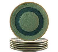 Leonardo Matera Set di 6 piatti piani in ceramica, lavabili in lavastoviglie, con smaltatura, piatti rotondi in grès, da 22,5 cm di diametro, di colore verde, 018539