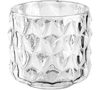 Leonardo Poesia 076432 - Portacandela decorativa in vetro con rombi, 10 x 10 cm