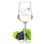 Leonardo Puccini Bicchiere da vino 560 ml con incisione personalizzata, motivo simbolo dell'infinito - cristallo - vino bianco, vino rosso - compleanno, Natale, fidanzamento, anniversario - regalo