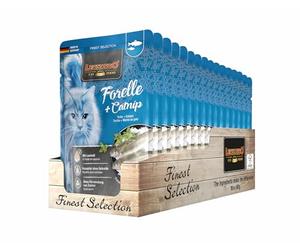 Leonardo Sacchetto salvafreschezza [16x85g Trota + Catnip] | Cibo umido senza cereali per gatti | Alimento completo umido in busta monoporzione