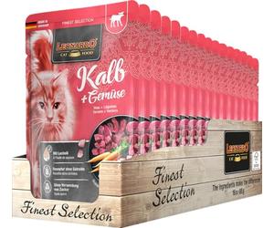 Leonardo Sacchetto salvafreschezza [16x85g Vitello + Verdure] | Cibo umido senza cereali per gatti | Alimento completo umido in busta monoporzione