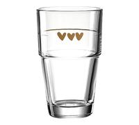 Leonardo Solo Latte Macchiato 043467 - Bicchiere in vetro con stampa a cuori, lavabile in lavastoviglie, motivo: cuoricini, 410 ml