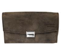 LEONARDO VERRELLI Portafoglio da cameriere in pelle bovina, 17 x 10,5 x 4,3 cm, con 5 scomparti per banconote, scomparti per monete, carte di credito e scomparto esterno, chiusura a incastro