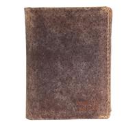 LEONARDO VERRELLI Portafoglio da uomo in pelle, portafoglio con bottone a pressione, 12 x 9,4 x 2 cm, marrone, 12 x 9.4, Classico