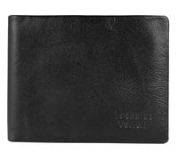 LEONARDO VERRELLI Portafoglio da uomo in pelle, portafoglio con bottone automatico, 8,8 x 11,4 x 2 cm, Nero , 8.8 x 11.4, Classico
