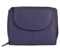 LEONARDO VERRELLI Portafoglio unisex in pelle, portafogli con bottone automatico, 10 x 13 x 3 cm, Lilla, 10 x 13, Classico