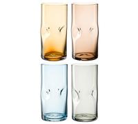 Leonardo Vesuvio 077380 - Set di 4 bicchieri in vetro di alta qualità in forma organica, contenuto 330 ml, fatto a mano, lavabile in lavastoviglie, 4 bicchieri in diversi colori