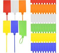 LeonBach 60 etichette di plastica per spedizioni, grandi, impermeabili, con chiusura a cerniera, per logistica, bagagli, 5,8 x 24,9 cm (6 colori misti)