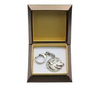 Leonberger - Argento Placcato Portachiavi Con Uno Cane, Scatola Art Dog