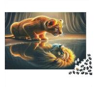 Leoncino Puzzle per Adulti Puzzle 1000 Pezzi Riflessione Set Puzzle 1000 Pezzi Relax Decorazione Regalo 38x26cm/1000pcs