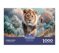 Leone africano Puzzle 1000 Pezzi Cartone Riciclato Relax Mentale Snow Sentiero nella foresta Attività Indoor Famiglia, Divertimento Giorni Pioggia, 38x26cm/1000pcs