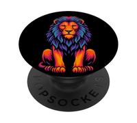 Leone astratto colorato, arte vivace del gatto della giungla PopSockets PopGrip Adesivo