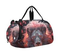 Leone Astratto Rosso Borsa Sportiva da Nuoto e Palestra con Scomparto per Scarpe Borsa da Viaggio per Il Fine Settimana Borsone per Ragazzi