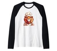Leone audace che indossa un cappello da cuoco per un'atmosfera culinaria Maglia con Maniche Raglan