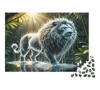 Leone Bianco nella Giungla Puzzle 1000 Pezzi Gioco di Puzzle 1000 Pezzi Carta Foresta Notturna Pioggia Migliora la Concentrazione Famiglia Decorazione Regalo 52x38cm/1000pcs