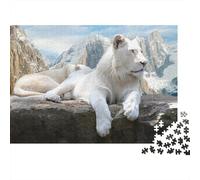 Leone bianco Puzzle Impossibili 1000Pcs fauna selvatica Decorazione Per La Casa. Giochi Rilassamento E Intelligence Per Adulti E Ragazzi Da 14 Anni 1000pcs (75x50cm)